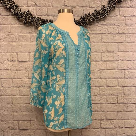 Zac & Rachel Boho 3/4 Sleeve Print Blouse - Picture 5 of 13